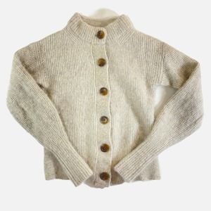 Everlane Alpaca Wool Blend Cream Neutral Cardigan Womens Size XXS Chunky Buttons